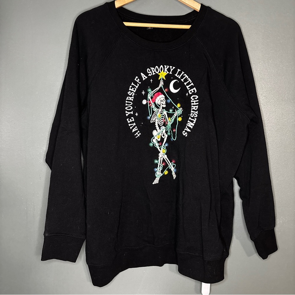 torrid Black Crewneck Spooky Christmas Light-up Sweatshirt